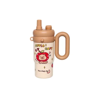 Apple Capy Cute Kids Straw Tumbler Water Bottle - 800ml