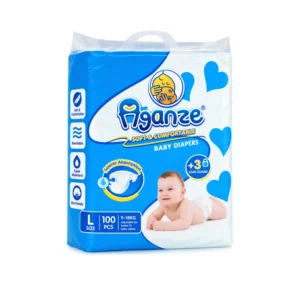 Aganze Soft & Comfortable Baby Diapers Size L (100 Pieces)