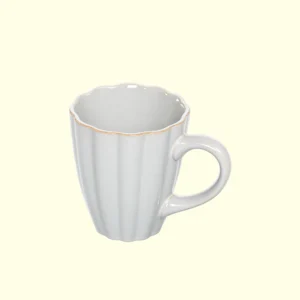 Fluted Scalloped Ceramic Coffee & Tea Mug in Soft White (200ml)