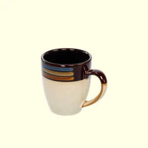 Retro Two-Tone Ceramic Mug with Blue & Gold Stripes (200ml)