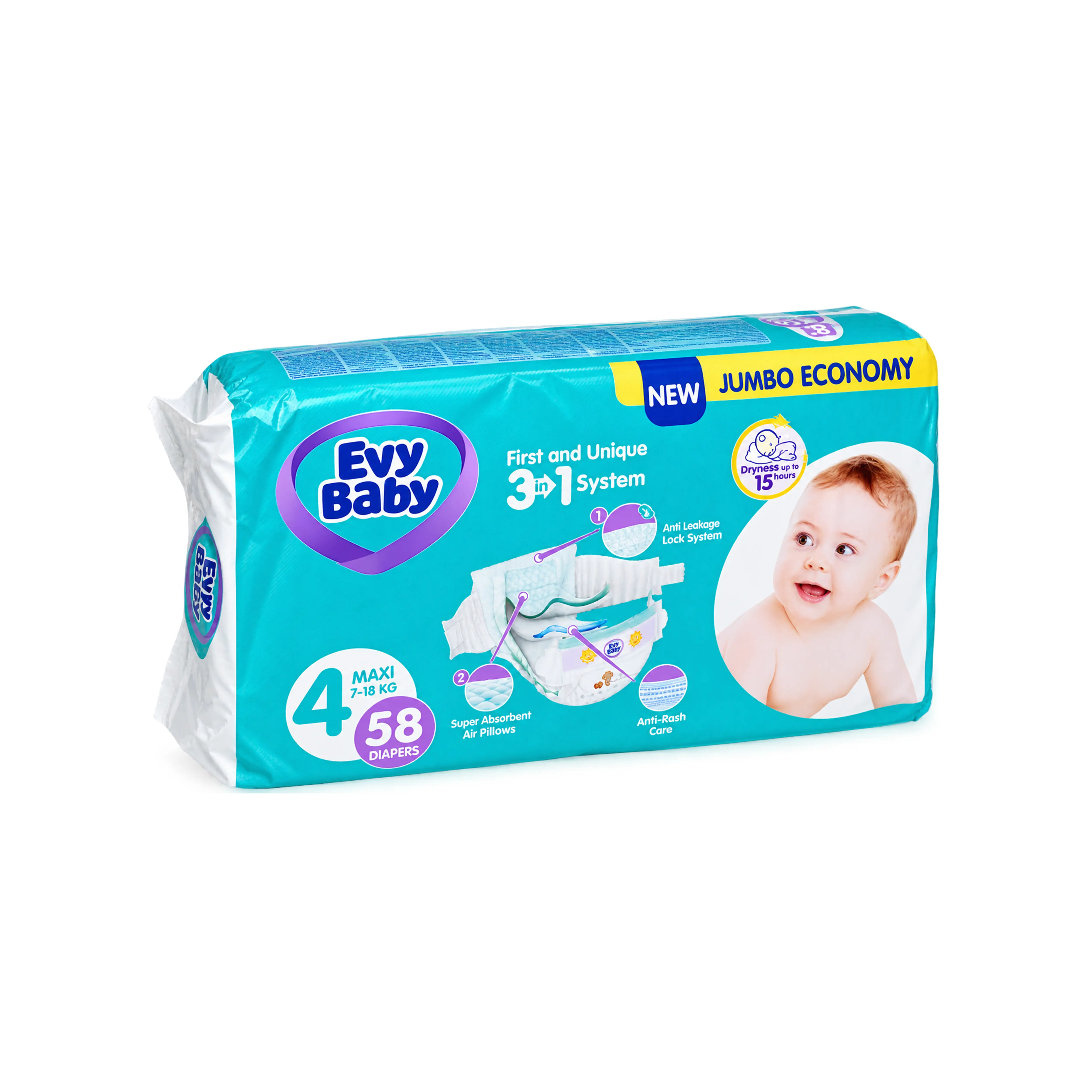 Evy Baby Diapers Size 4 Maxi (58 Pieces)