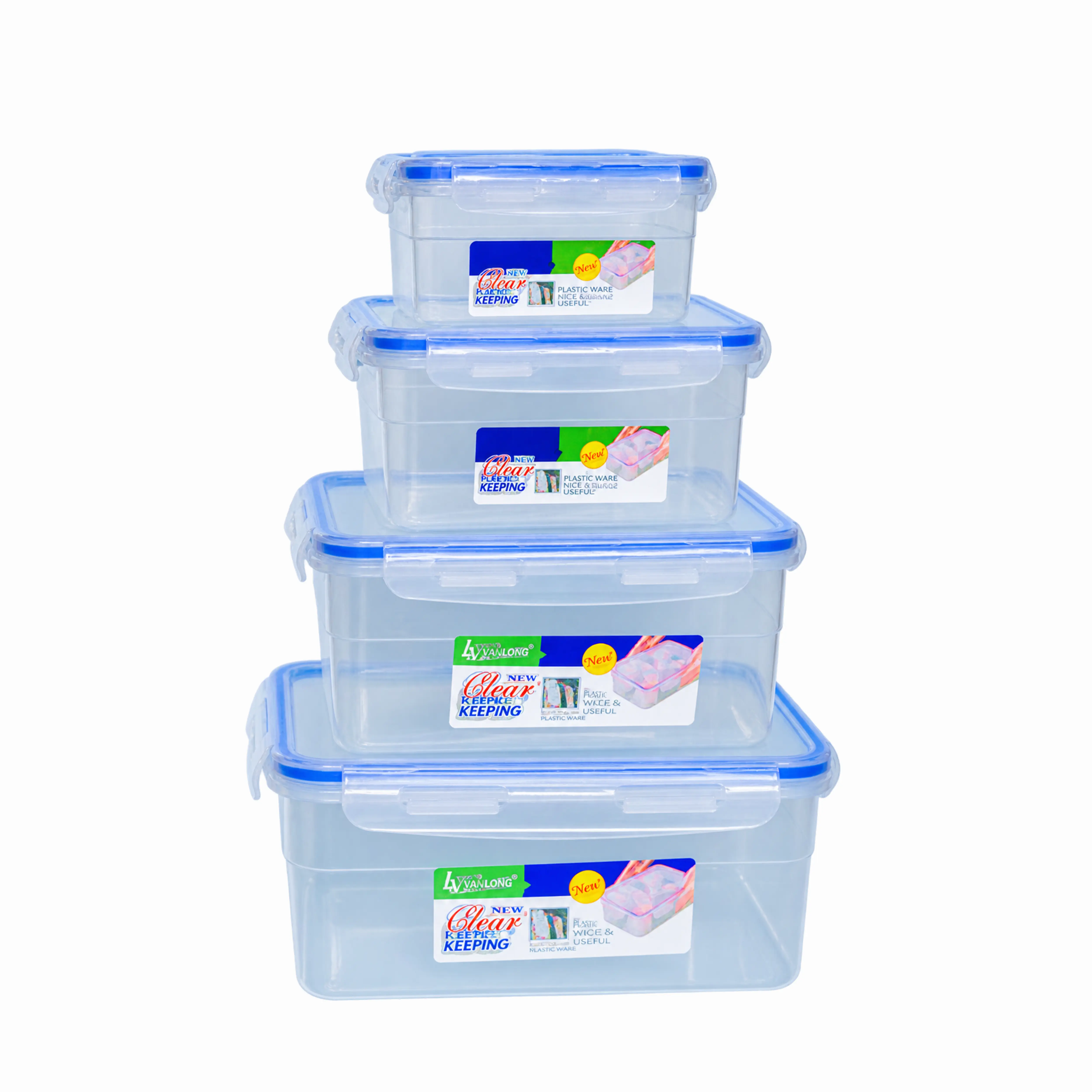 Locking Clear Plastic Airtight Food Storage Container Set (Set of 4)