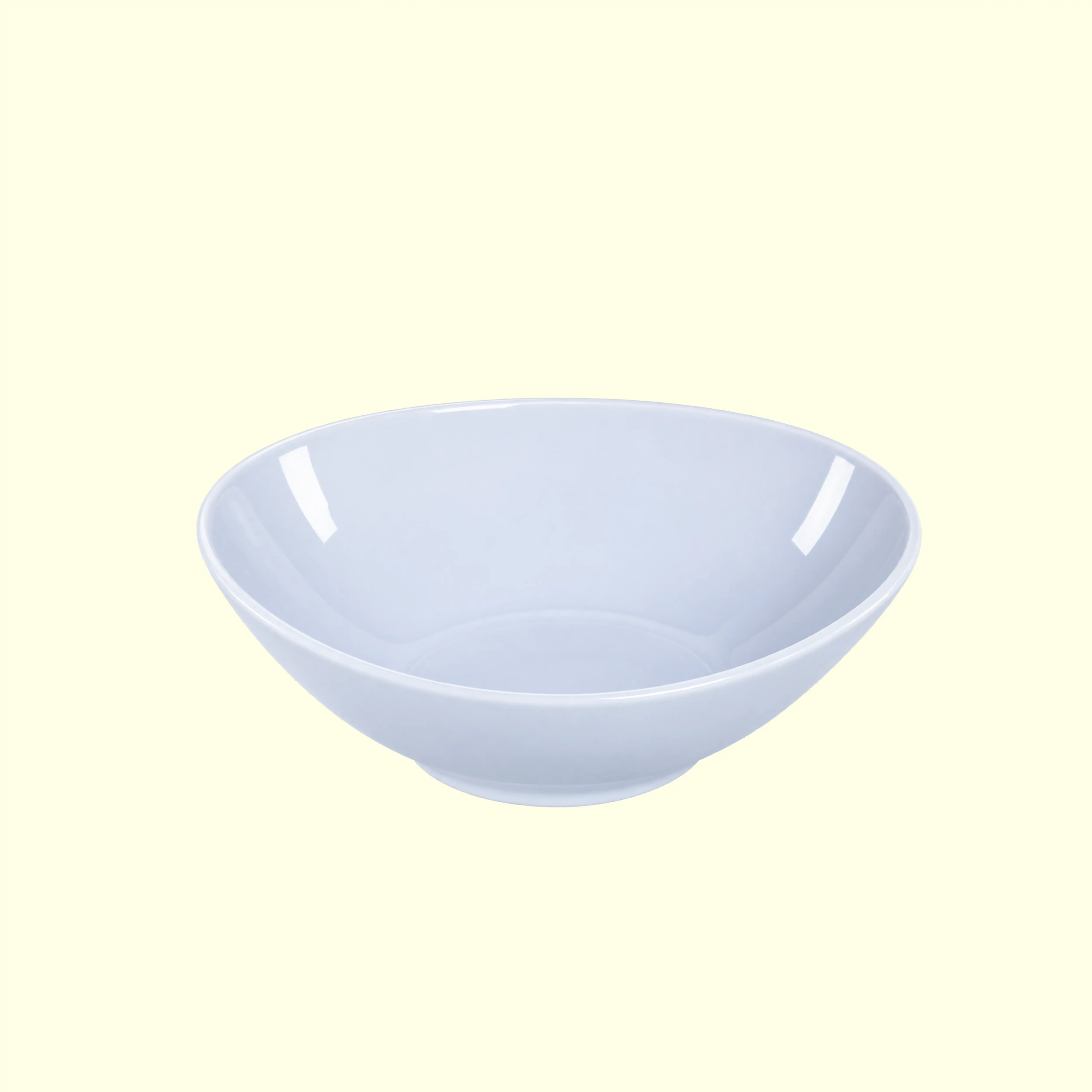 Classic White Melamine Soup & Pasta Plate with Red Ribbon & Floral Motif
