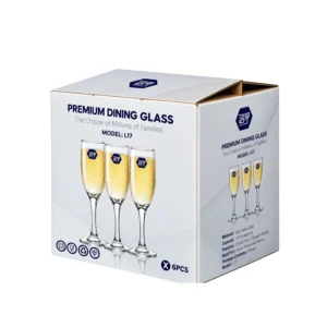 Premium Dining Glass Champagne Flutes L17 - 6 Pieces (175ml)